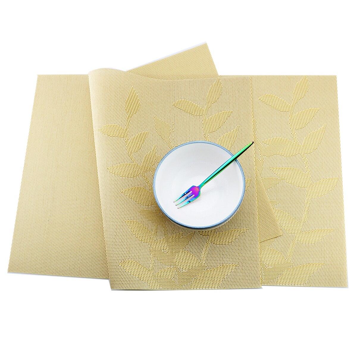 6 шт. ПВХ коврики для стола Нескользящие водонепроницаемые салфетки лист цветок дерево — фото 12