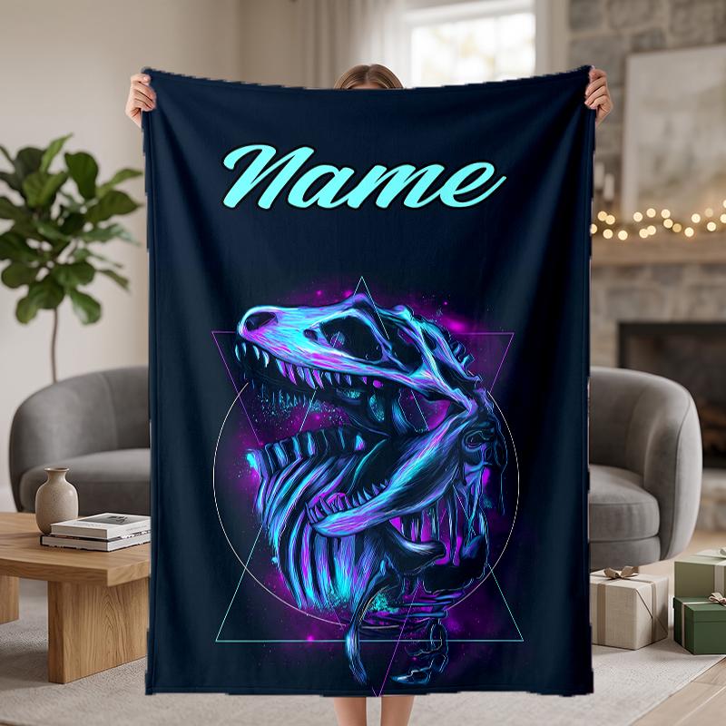 Fierce Dinosaur Custom Flannel Blankets Soft Warm Cozy Throws for Home Decor Holiday Gifts
