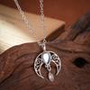 Vintage Silver Hollow Moon Necklace for Women Female Inlaid Water Drop Moonstone Necklaces Bohemian Jewelry Party Gifts