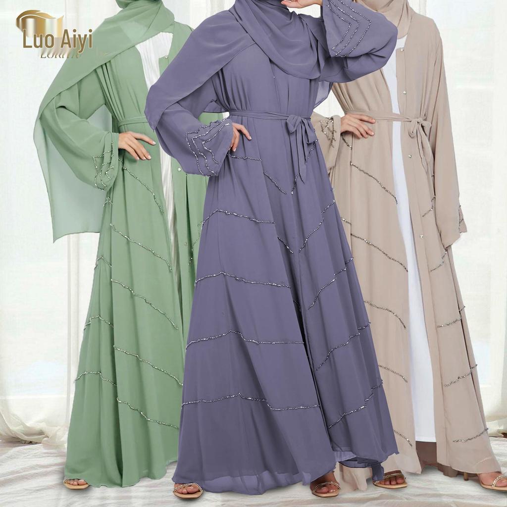 Loriya LR540 Beaded Dress - Spring/Summer Party Solid Color Robe