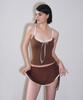 VINAJ Lace Line Micro Short Skirt Cover-Up (Brown)
