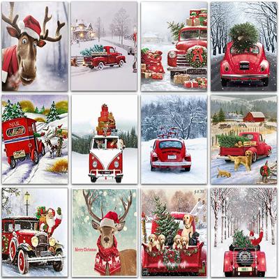 5D DIY Diamond Painting Kit Christmas Animals Car Donkey Dog Full Round Embroidery Mosaic Cross Stitch Paint Home Decor