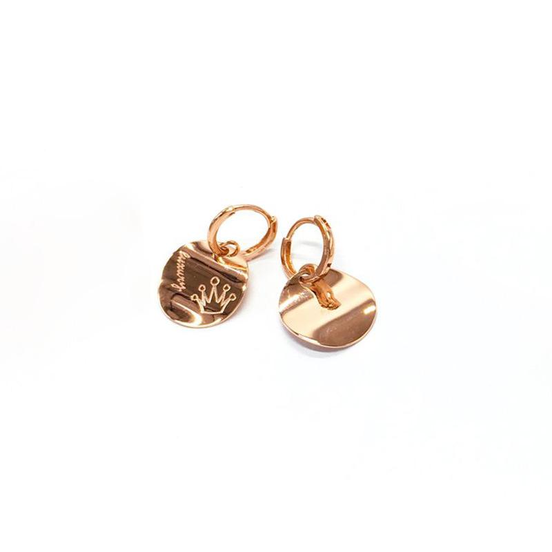 Exquisite Russian 585 Purple Gold Earrings Plated With Rose Gold Light Luxury Korean Version Shiny Small Fragrant Scale Earrings