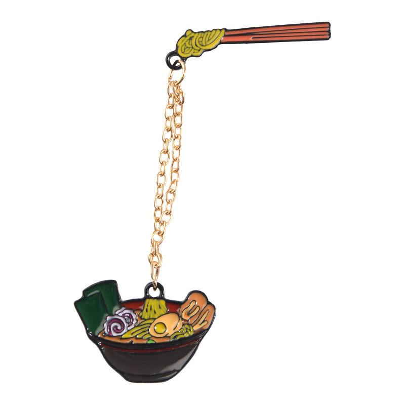 Tonkotsu Ramen Stylish Chain Brooch Geometric Design Durable Alloy Material For Enthusiasts Fashion