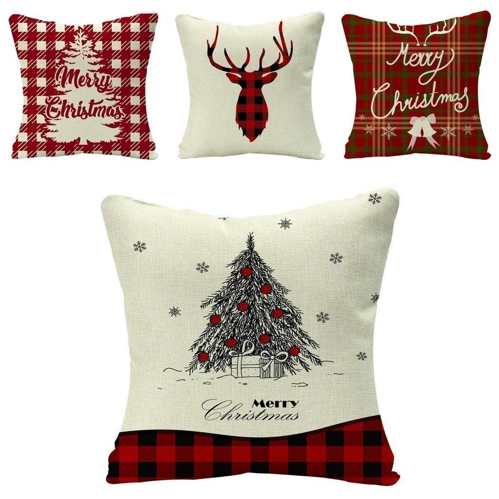 Festive Christmas Cushion Cover Featuring Adorable Reindeer And Snowflakes Design
