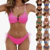 2 Piece Women Ribbed Textured Bikini Set Adjustable Tie Side U Front Push Up Sexy Multi Color Swimsuit Beach Vacation Bathing Suit