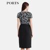 PORTS Women's Black Print H-line Knit Dress