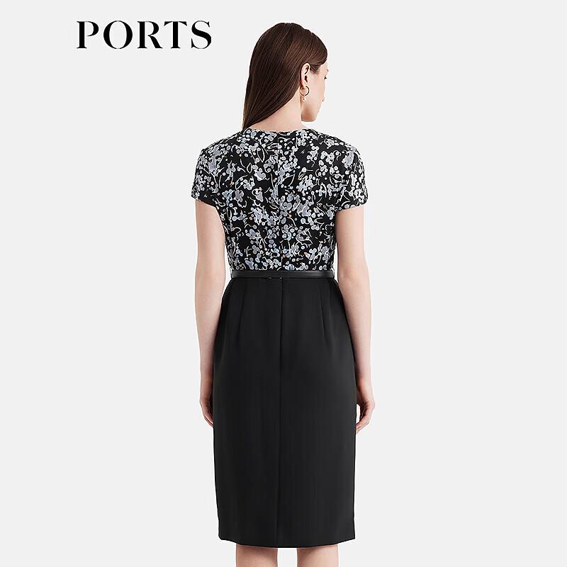 PORTS Women's Black Print H-line Knit Dress