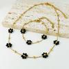 ALTERA Bohemia Handmade Black Crystal Flowers Charm Zircon Set for Women Gold Plated Stainless Steel Beads Chain Zircon Beach