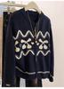 Women's Fair Isle Cashmere Jacquard Cardigan – Autumn/Winter, Thick, Round Neck, Zipper Wool Coat