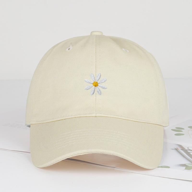 Süße Gänseblümchen-Stickerei SoftPeak Baseballkappe Verstellbar Tägliches Girly-Stil-Hut Perfekt für Campingurlaube und Reisen