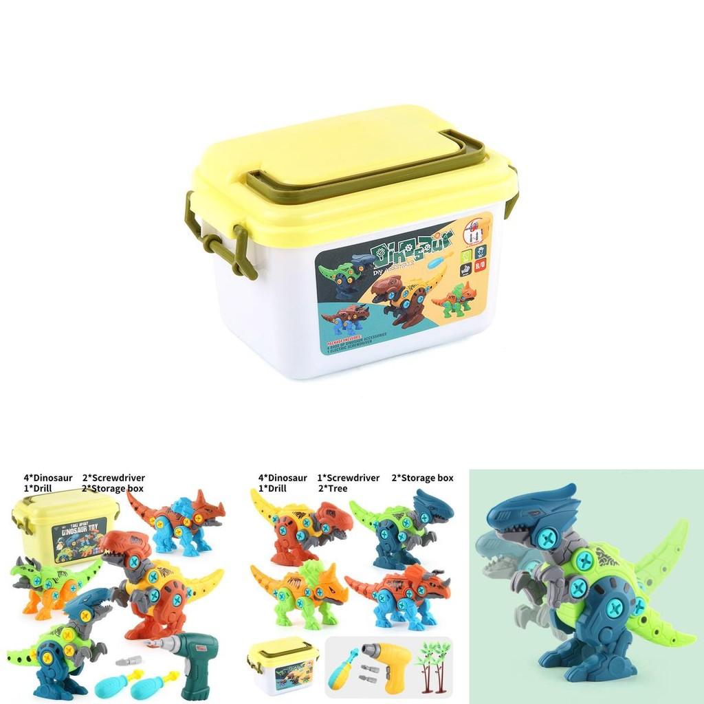 Fesselndes Dinosaurier-Baustein-Spielzeugset für Jungen mit elektrischem Bohrer und Schrauben für kreatives Spielen