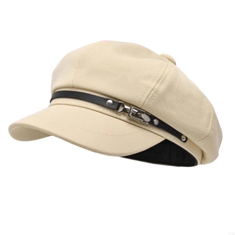 Punk Harajuku Decorative Charm Painter Hat French Cabbie Hat for Autumn Winter Fashion Hat for Daily Wear Y08E