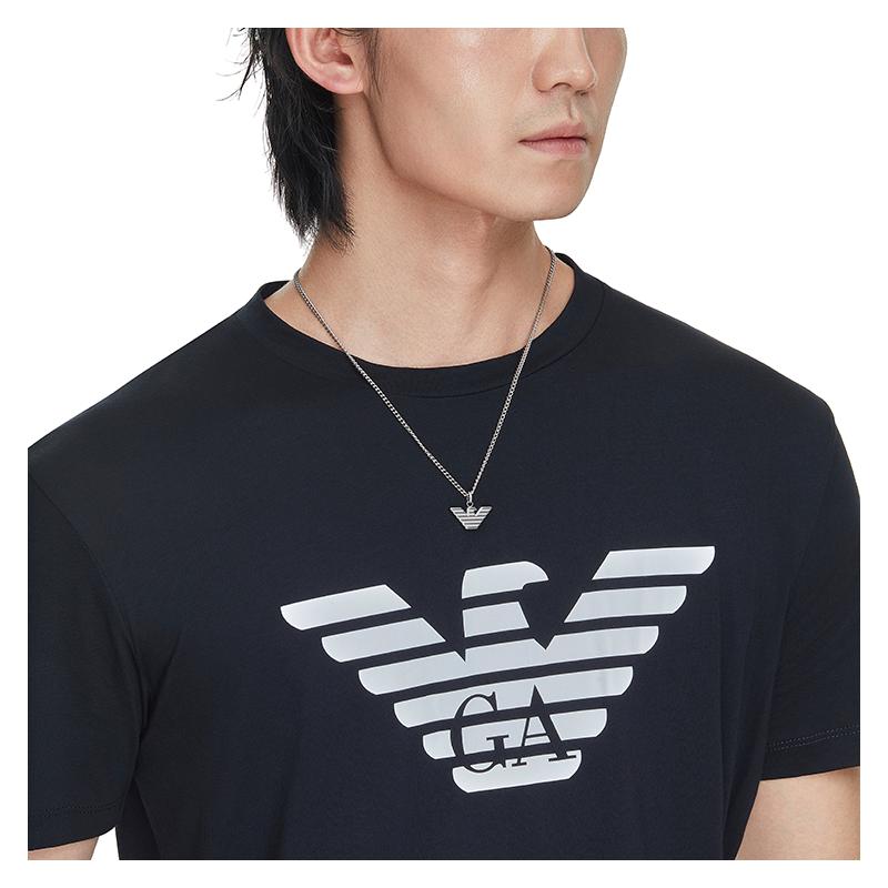Emporio Armani   trendy hip-hop fashion Eagle logo high-end trendy brand stainless steel necklace men's silver Silver F base package