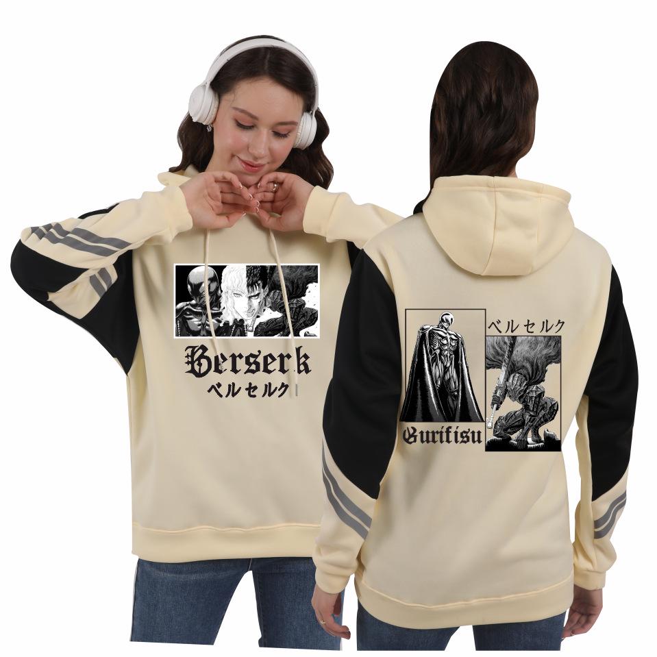 Trendy Men's Berserk Anime Hoodie - Loose Fit for Spring/Autumn, Casual & Sporty with Hood