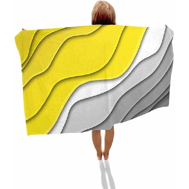 

ALAGEO Beach Towels Teal Blue Modern Large Beach Towels Oversized Brown Abstract Ocean Wave Lightweight Travel Towel,Soft Beach Bath Towel Swim 23 x 47 in жёлтый