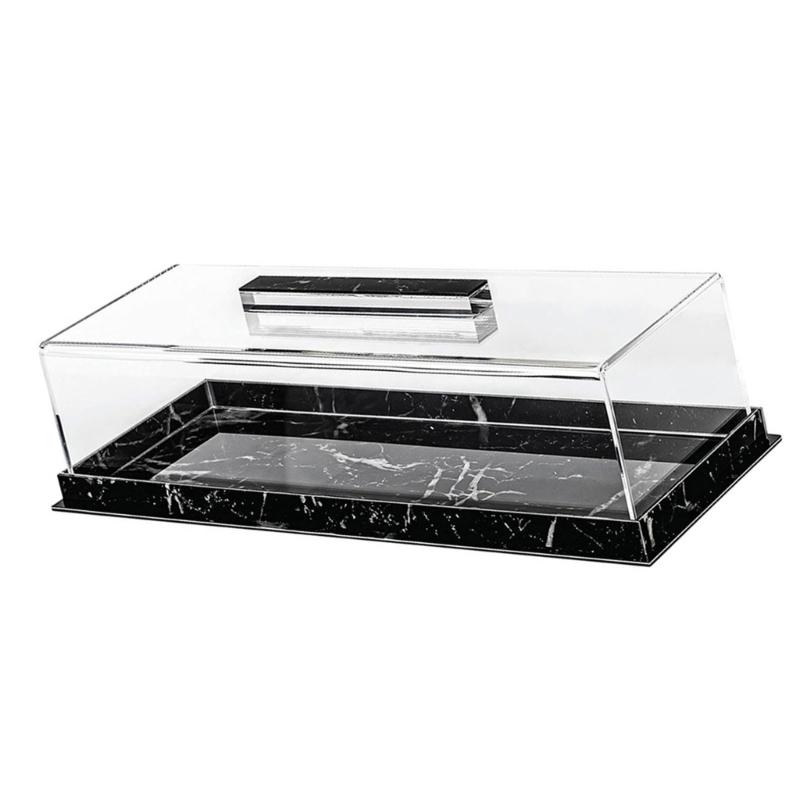 Rectangular Dessert Serving Tray with Clear Lid Acrylic Cake Display Box Cake Storage Tray for Professional and Home Use
