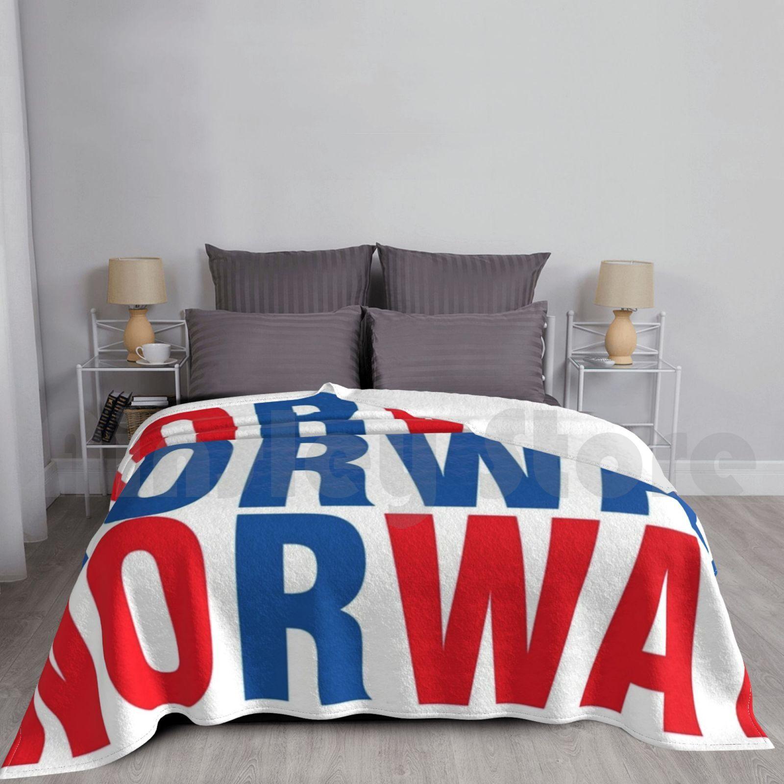 Norway Flag Blanket For Sofa Bed Travel Norway Norwegian Norway Flag Oslo Norway Team Norge Typography Norway Size: 75*100cm, Weight: 230 GSM