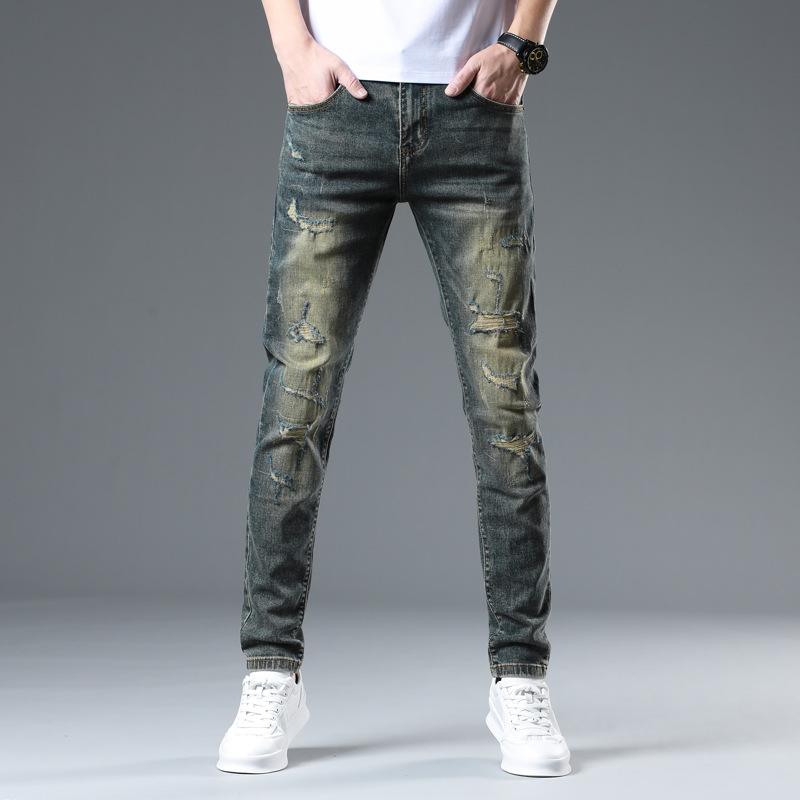 

Новые летние джинсы слим девять точек стрейч повседневные длинные брюки для мужчин 28