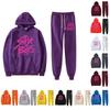 Sportstreningsdrakt med hette for kvinner Unisex todelt løpeantrekk Langermet genser Hettegensere Sweatshirt+joggebuksesett
