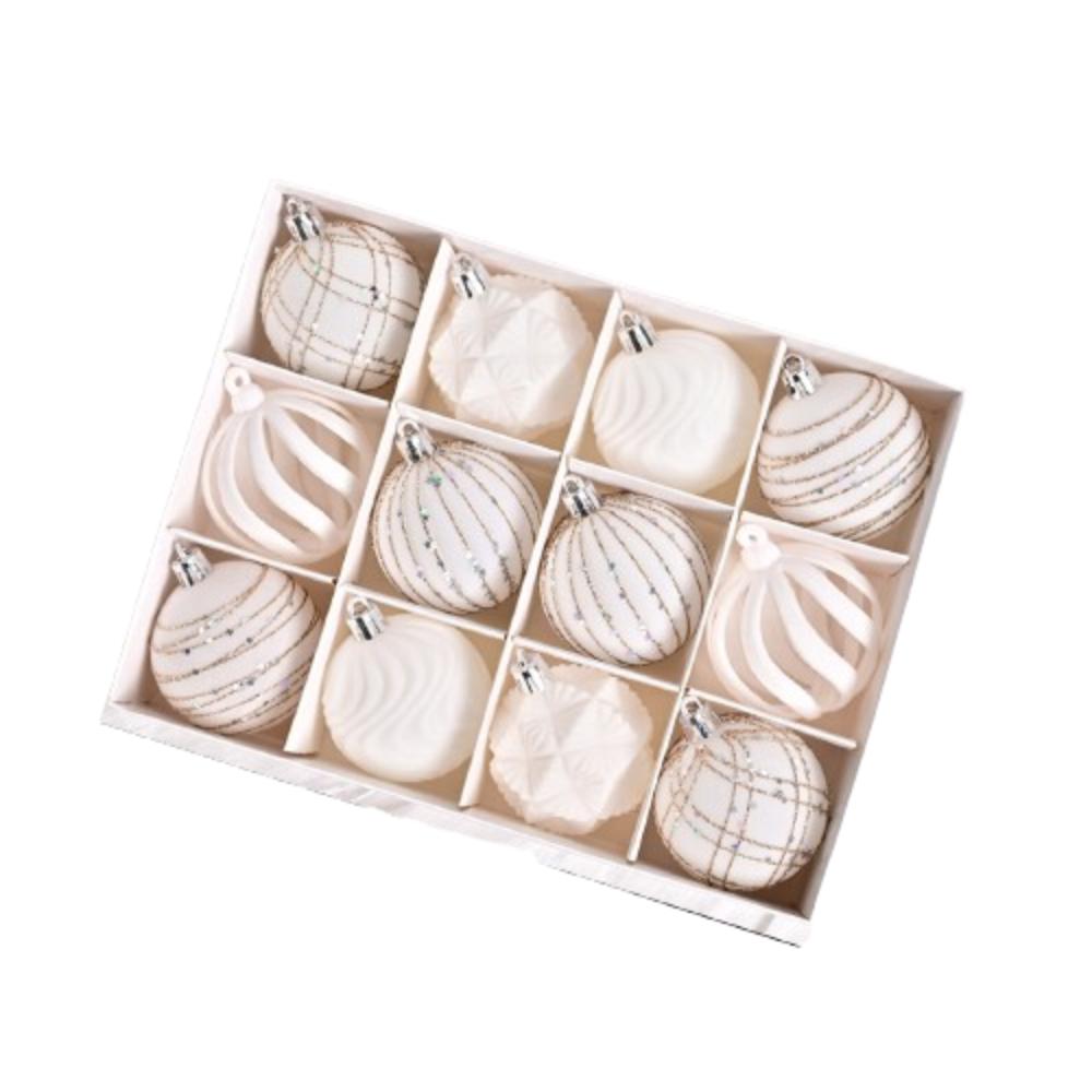 12pcs Hand-Painted Christmas Hanging Ball Flocking Xmas Tree Ornaments  Home Decor
