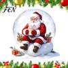Easy Peel Window Stickers Christmas Clings Decoration, Cartoon Santa Claus Sticker with Crystal Ball, Atmosphere Decor Hot Cocoa, Reusable Static PVC