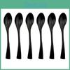 Scoop Tea Pcs 6 Set Black Shiny Stainless Steel Sweet Western Style Small Teaspoon Coffee Scoop Mini Scoop Cutlery Set