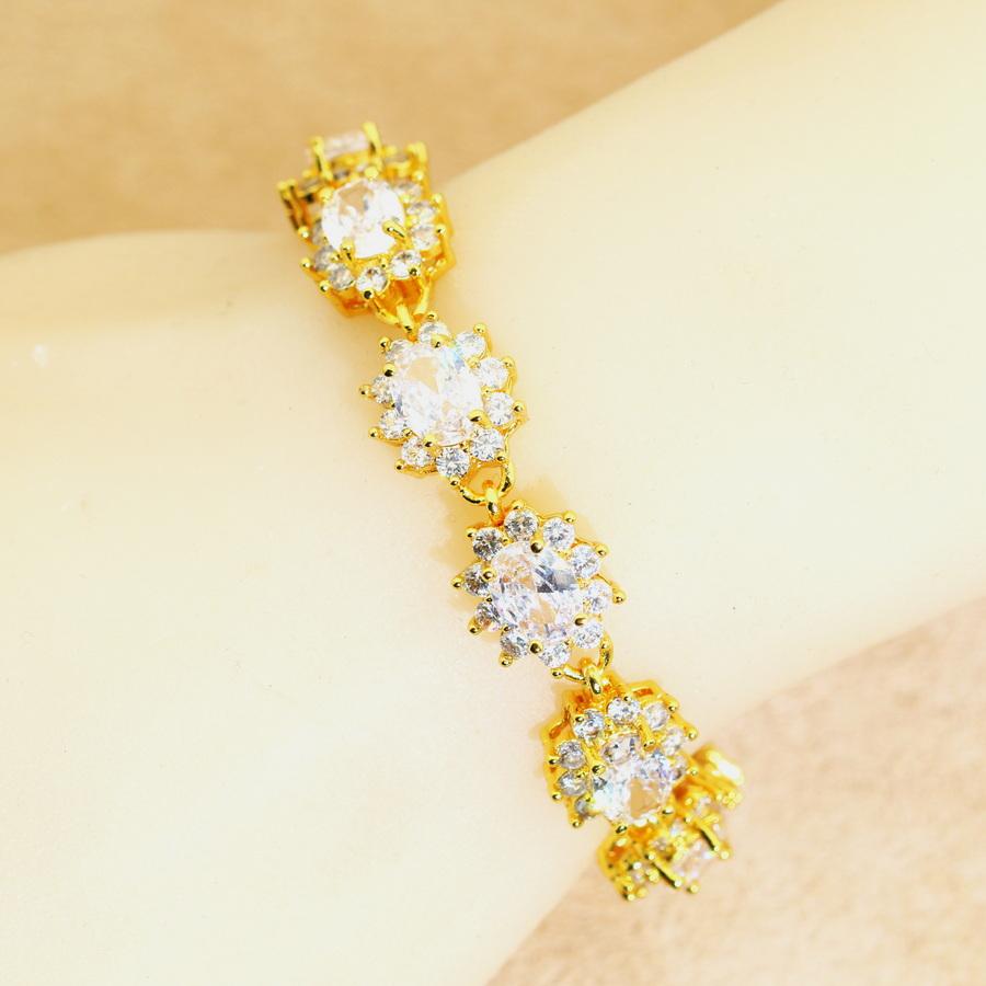 Elegancka Złota Bransoletka z Cyrkoniami w Wielu Kolorach Dubajska dla Kobiet Platerowana Złotem Biżuteria Ślubna Prezent Urodzinowy