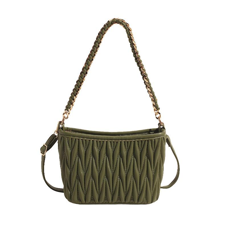 Fashion Pleated Underarm Bag Women's Versatile Messenger Bag New Niche Bucket Bag Shoulder Bag Small Square Bag