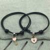 1 Pair Couple Bracelet Chic Adjustable Resin Key Heart Lock Chain Bangle for Dating