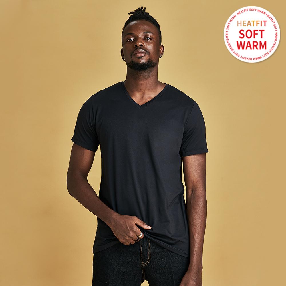 Some And Fit Soft Warm Men'S V-Neck Short Sleeve Fleece Thermal Underwear