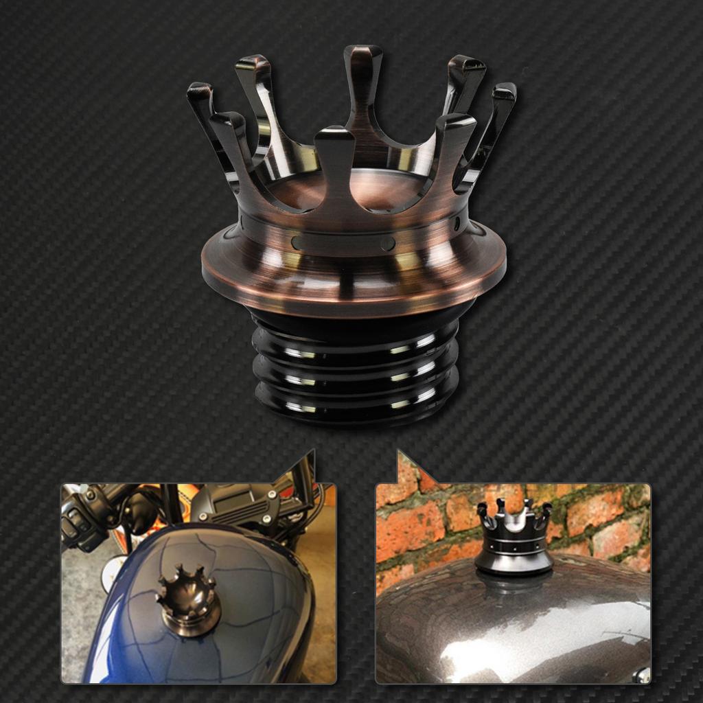 Motorcycle Crown Style Vented Fuel Tank Cap CNC Oil Cap Fuel Gas Tank Cover For Harley Sportster Dyna Softail Touring Road King