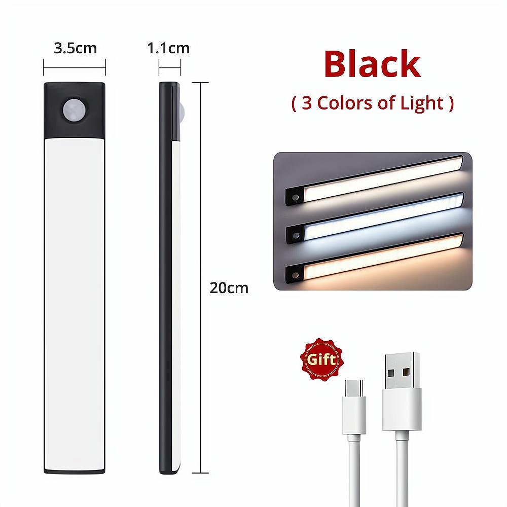 Night Light 3color In One Home Lamp Motion Sensor Wireless USB Under Cabinet Dormitory Wardrobe Closet Cupboard Indoor Lighting