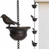 8 Feet Birds On Cups Rain Chain 8 Birds Cups Bronze Decorative Bird Rain Chain Drainage Rain Chain for Outdoor Courtyard Garden