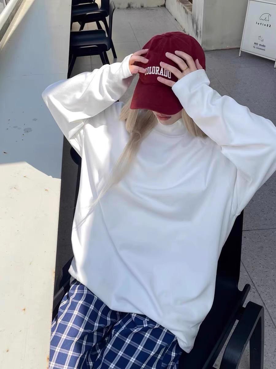 Men’s Deconstructed Half-High Collar Long-Sleeve Base Layer Warm Hoodie. M