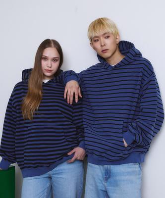 PIGMENT Daily Stripe Hoodie (Blue)