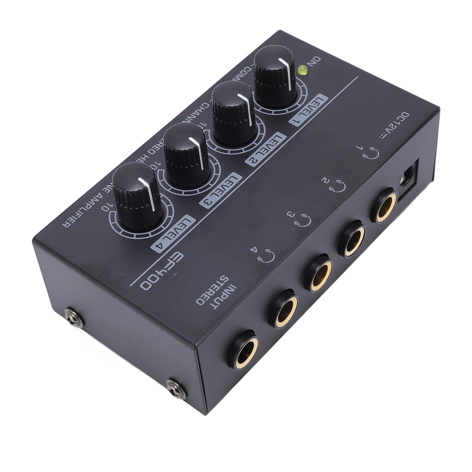 

4-канальный усилитель для наушников, портативный металлический стереозвуковой разветвитель для наушников с адаптером питания для EU Plug