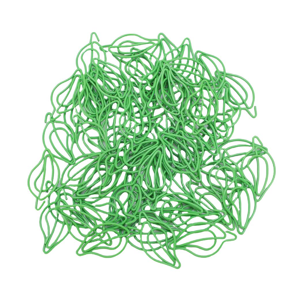 100PCS Metal Paper Clips Green Leaf Shaped Bookmark Clips for Business Cards Office Documents Notes