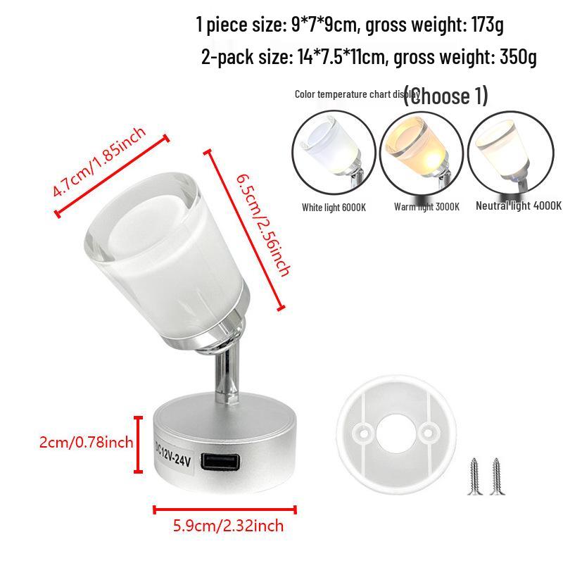 12V-24V RV/Boat Reading & Bedside Spotlight, Low Voltage LED Light for Cars, Boats, & Yachts