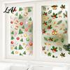 Window Decoration Decal Christmas Static Cling Xmas Tree Snowman Santa Hat Bell PVC Cling Glass Sticker Removable Reusable for Holiday Party Sticker