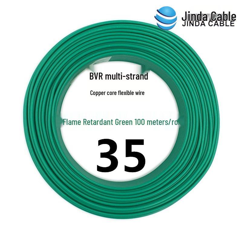 Jinda BVR Flame Retardant Single Core Multi-Strand Copper Wire 10/16/25mm² - Home & Industrial Use.