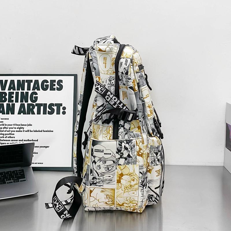Student Skolesekk Herre Graffiti Trykk Ryggsekk Dame Stor Kapasitet Ryggsekk