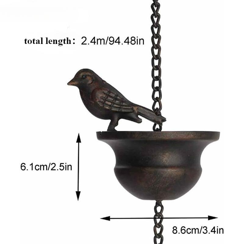 Bronze Bird Shape Drainage Chain Villa Rainwater Chain Bird Wind Chimes Iron Decoration