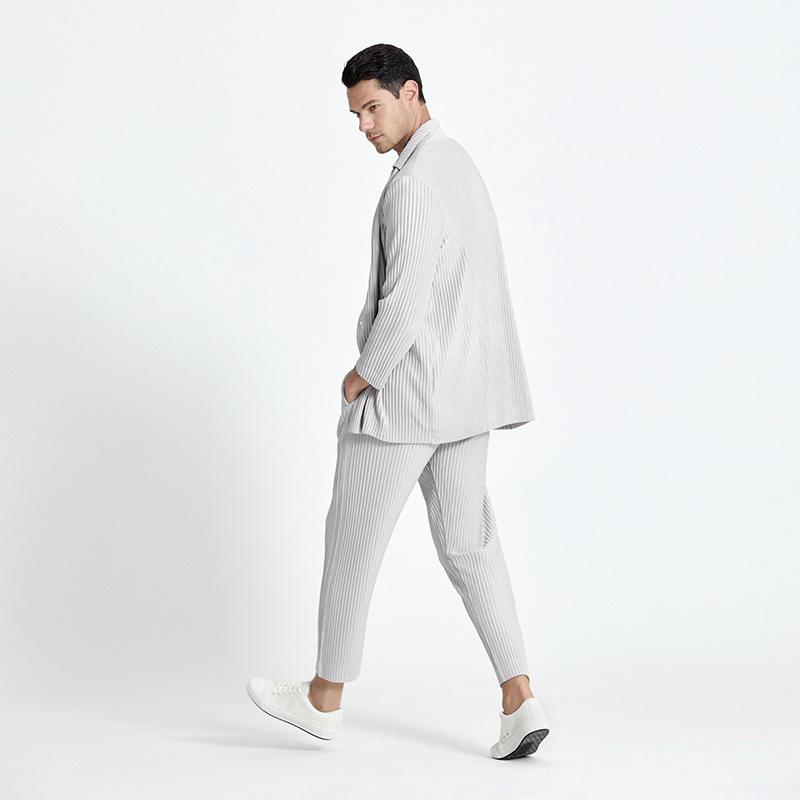 Men's Summer 2021 Pleated Casual Suit Jacket and Trench Cardigan