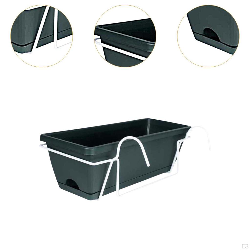 Balcony Hanging Planter Flower Pot Outside Rectangular Easy Installation Detachable Tray