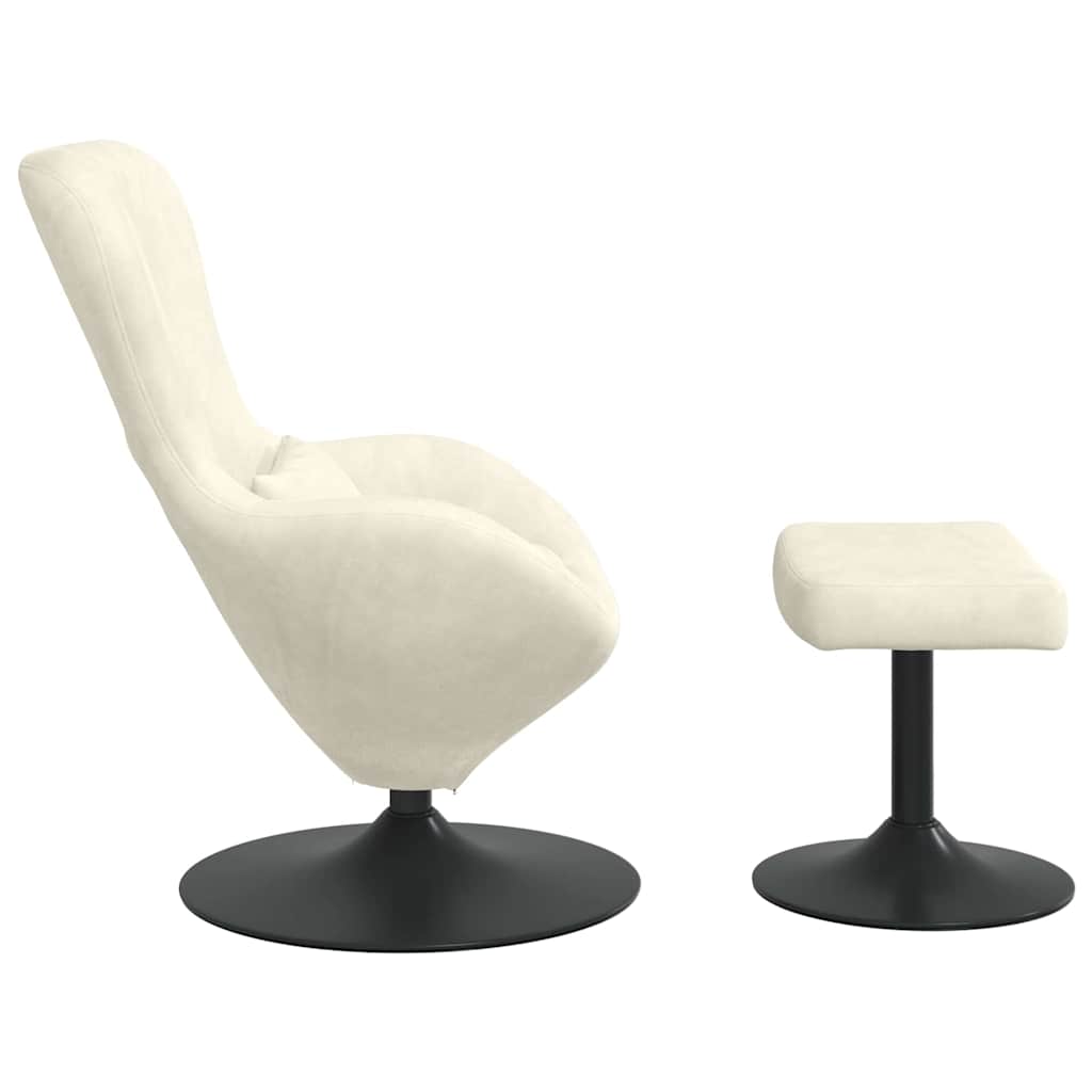 Egg Chair with Footstool Cream Velvet