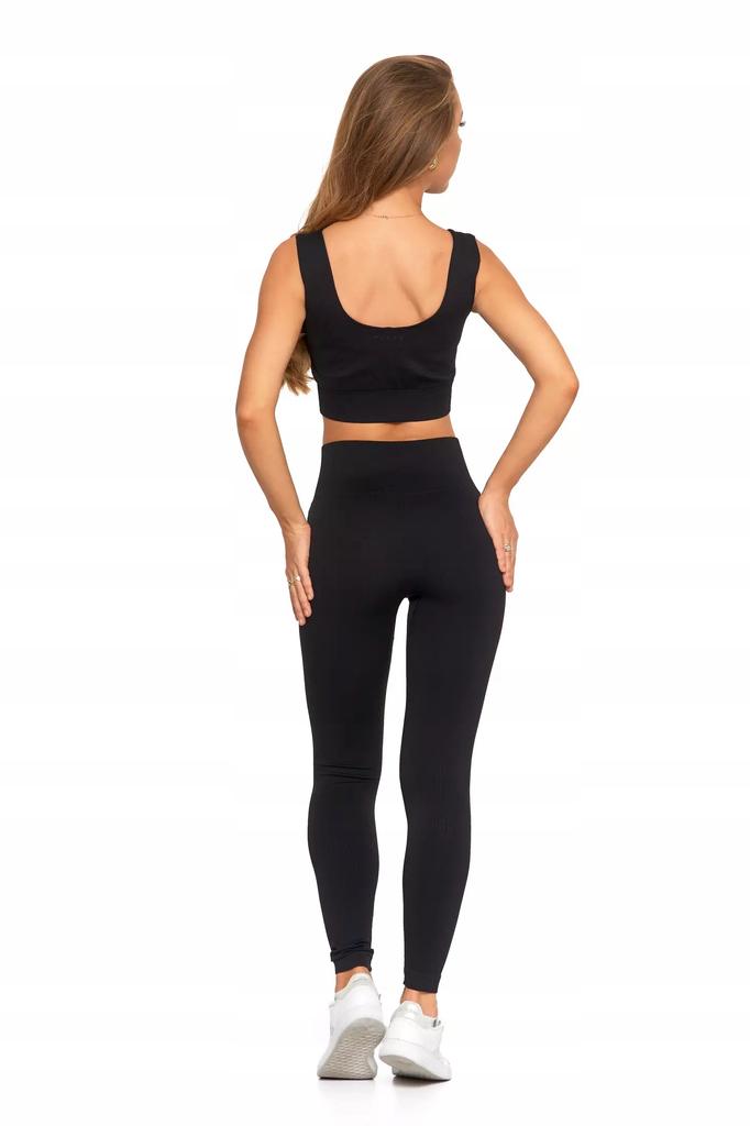 Women's Sports Leggings Fitted Ribbed High Waist MORAJ S/M BLACK