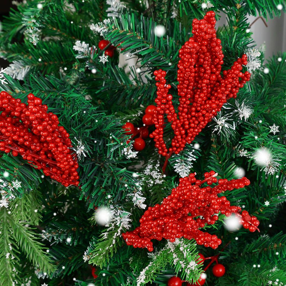 Artificial Berries Branches Red Holly Berry Stems Wreath Christmas Xmas Tree Decorations DIY Crafts New Year Party Home Decor