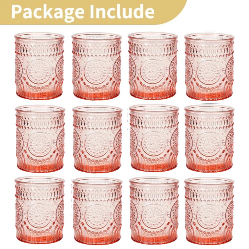 6/12Pcs Votive Glass Candle Holders Centerpiece Table LED Tea Light Candlestick for Home Birthday Wedding Party