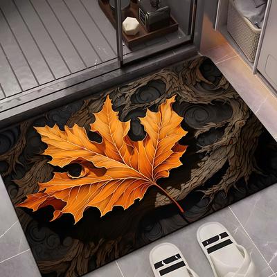 Maple Leaf Diatom Mud Style Floor Mat Household Entrance Door Mat Bathroom Absorbent Foot Mat Bathroom Floor Mat